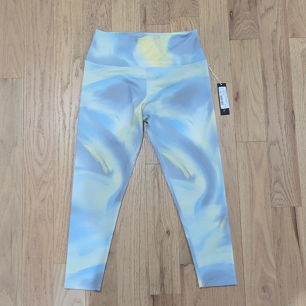 Activewear Interval Tie-dye Xl Leggings - Blue & Yellow Watercolor Print